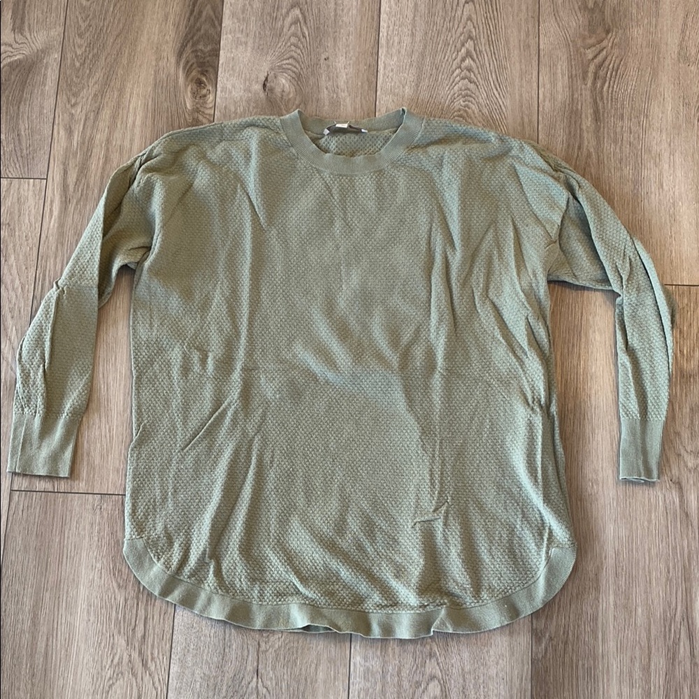 Olive Green Textured Long Sleeve Top